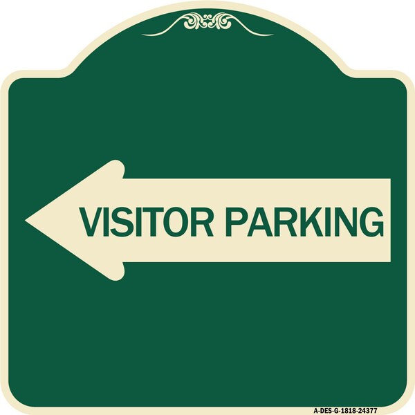 Signmission Visitor Parking With Left Arrow Heavy-Gauge Aluminum Architectural Sign, 18" x 18", G-1818-24377 A-DES-G-1818-24377 - main
